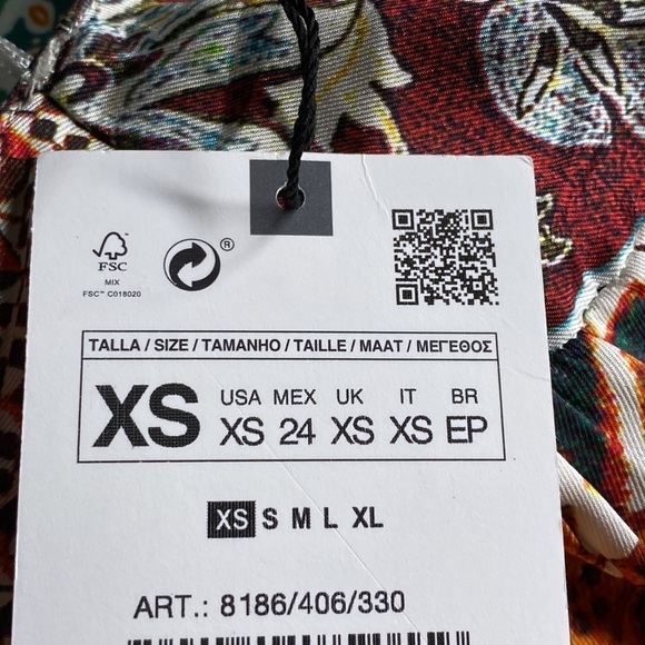 🌹NWT. Zara Multicolored Patchwork Print wrap Mini Dress. Size XS. - Picture 7 of 9